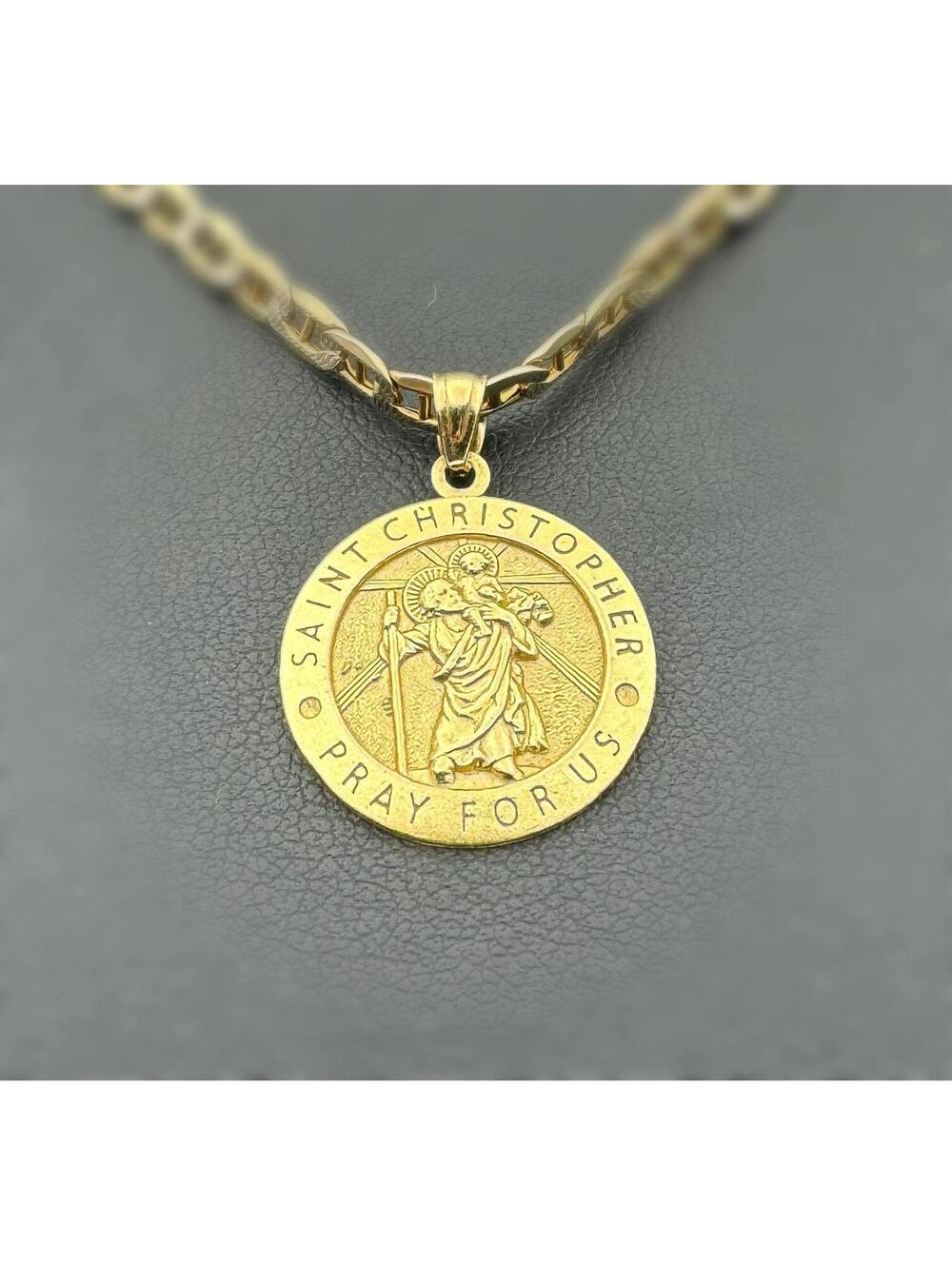 Jewelry 10k solid Yellow Gold Religious Saint Christopher Pendant charm